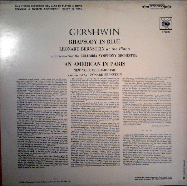 George Gershwin, Leonard Bernstein : Rhapsody In Blue / An American In Paris (LP, RE)