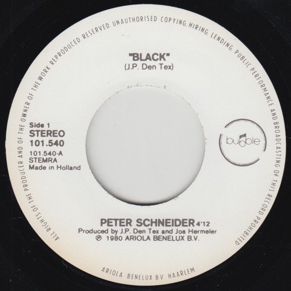 Peter Schneider (4) : Black (7", Single)