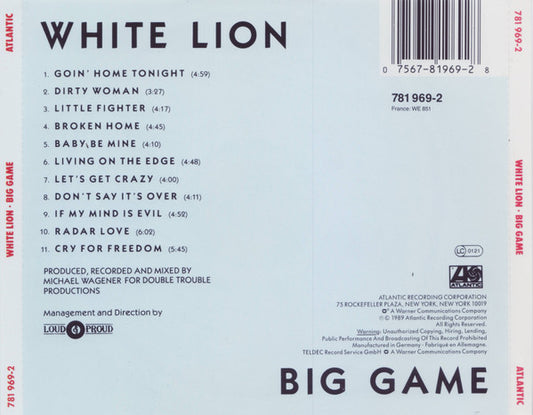 White Lion : Big Game (CD, Album)