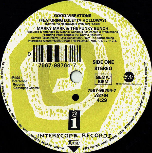 Marky Mark & The Funky Bunch Featuring Loleatta Holloway : Good Vibrations (7", Single)