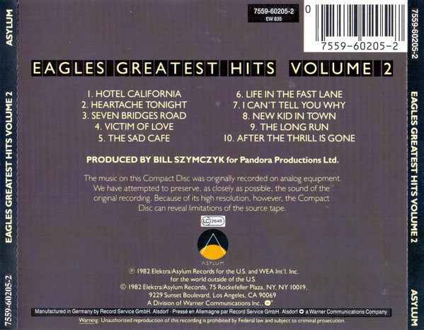 Eagles : Eagles Greatest Hits Volume 2 (CD, Comp, RE, RM)