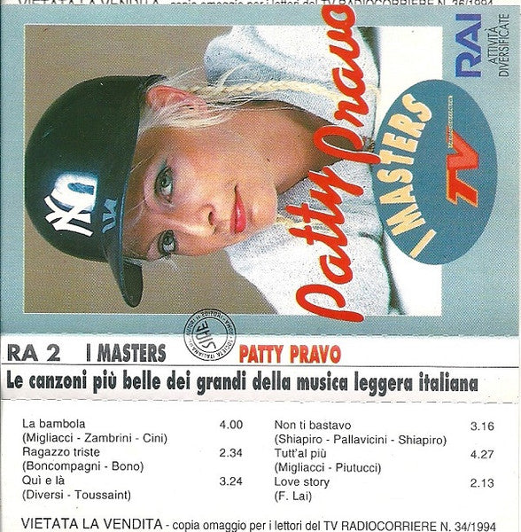 Patty Pravo : I Masters TV - Le Canzoni Più Belle Dei Grandi Della Musica Leggera Italiana (Cass, Comp, Promo)