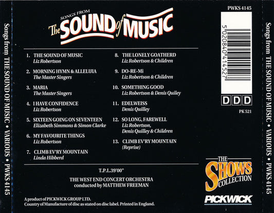 The West End Orchestra Conducted By  Matthew Freeman (3) - Starring: Denis Quilley, Liz Robertson, Linda Hibberd - Also Featuring The Master Singers : The Songs From The Sound Of Music (CD, Album)