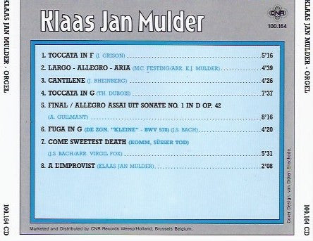 Klaas Jan Mulder : Bespeelt Het Orgel Van De Nederlands Hervormde Kerk In Hasselt En Het Orgel Van De Grote Kerk In Dordrecht (CD, Album)