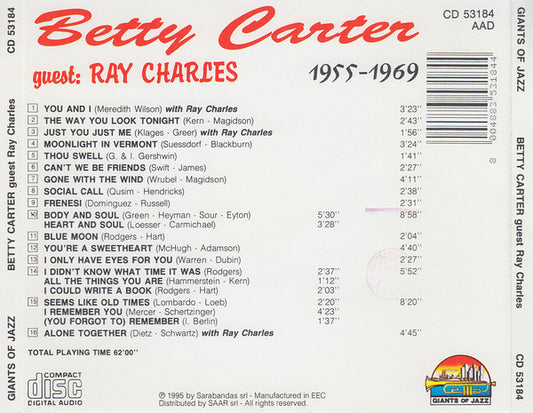 Betty Carter Guest: Ray Charles : 1955 - 1969 (CD, Comp)