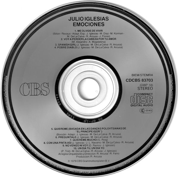 Julio Iglesias : Emociones (CD, Album, RE)