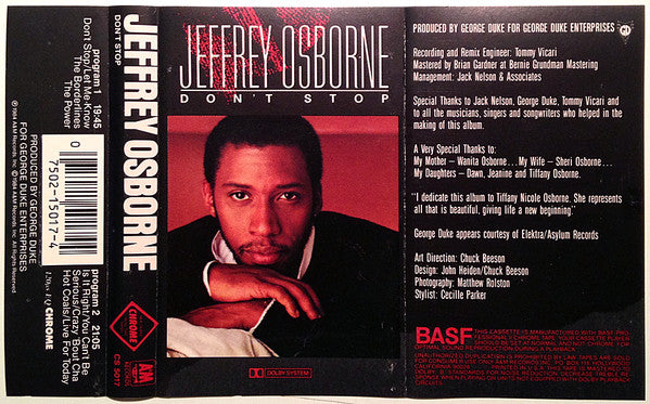 Jeffrey Osborne : Don't Stop (Cass, Album, Chr)