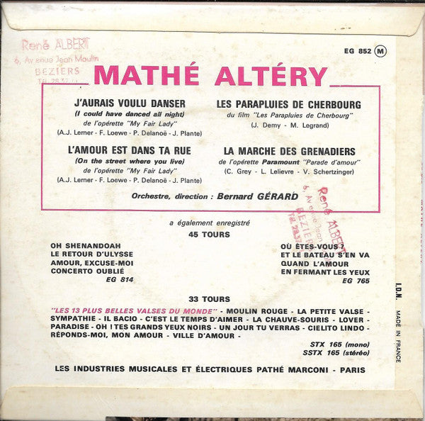 Mathé Altéry : My Fair Lady (7", EP)