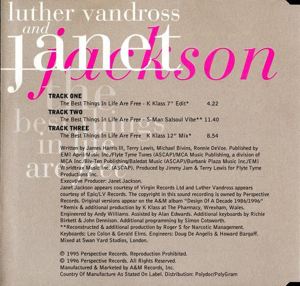 Luther Vandross And Janet Jackson : The Best Things In Life Are Free (CD, Maxi)