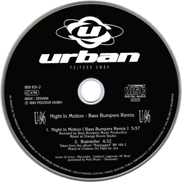 U96 : Night In Motion (Bass Bumpers Remix) (CD, Maxi)