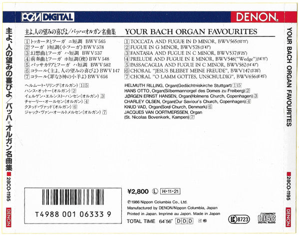 Johann Sebastian Bach - Various : Your Bach Organ Favourites (CD, Comp)