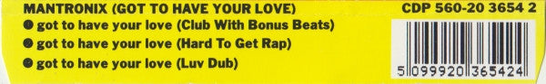 Mantronix : Got To Have Your Love (CD, Maxi)
