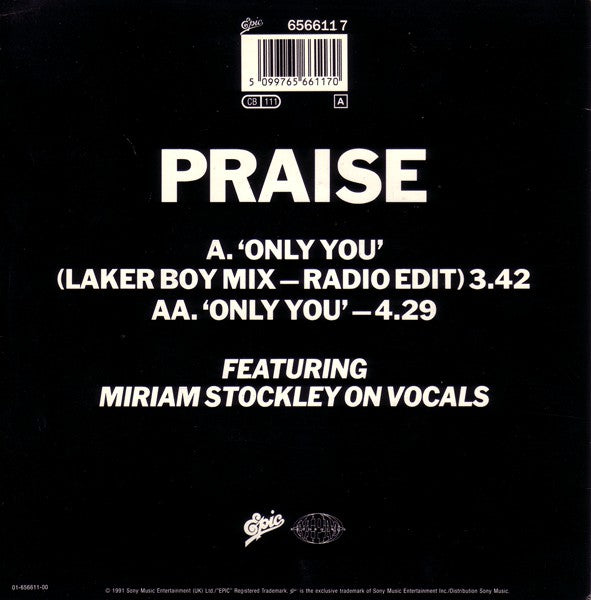 Praise Featuring Miriam Stockley : Only You (7", Single)