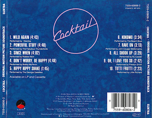 Various : Cocktail - Original Motion Picture Soundtrack (CD, Comp, RP)