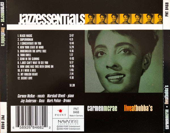 Carmen McRae : Live At Bubba's (CD, Album)