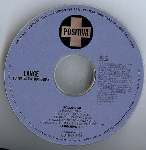 Lange Featuring The Morrighan : Follow Me (CD, Single)