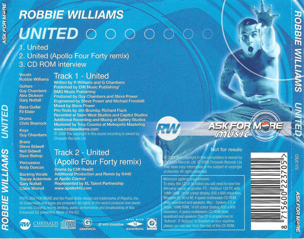 Robbie Williams : United (CD-ROM, Single, Enh, Promo)