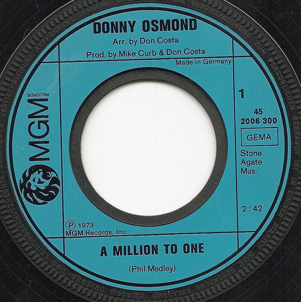 Donny Osmond : A Million To One / Young Love (7", Single)