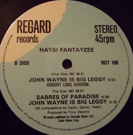 Haysi Fantayzee : John Wayne Is Big Leggy (12", Single)