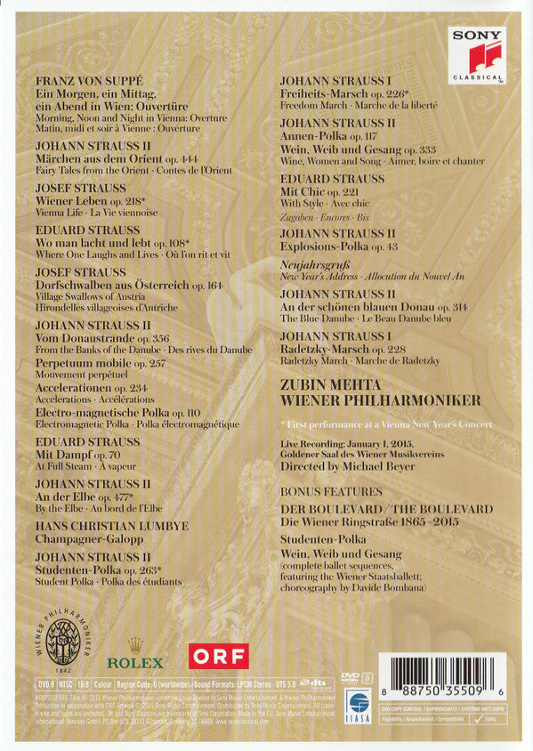 Zubin Mehta, Wiener Philharmoniker : Neujahrskonzert 2015 = New Year's Concert 2015 (DVD-V, NTSC)