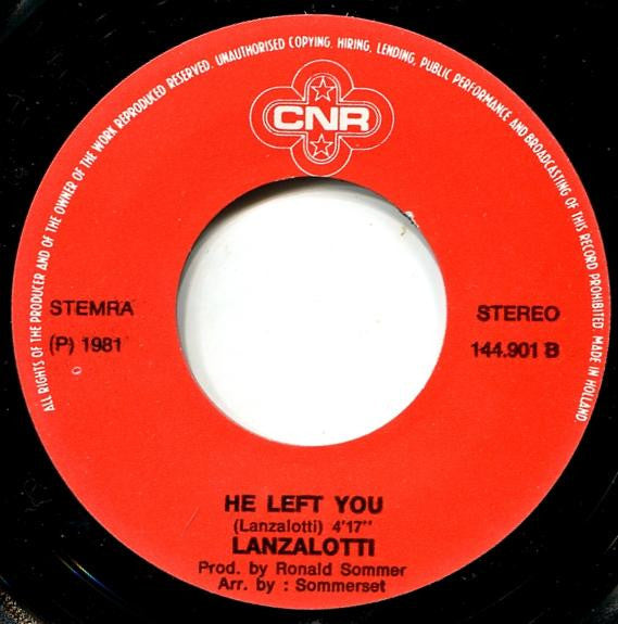 Lanzalotti : Music Box / He Left You (7", Single)