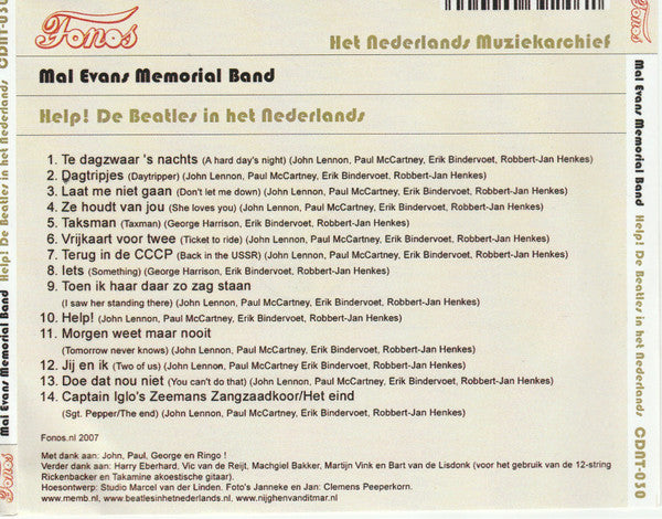 Mal Evans Memorial Band : Help! De Beatles In Het Nederlands (CDr)