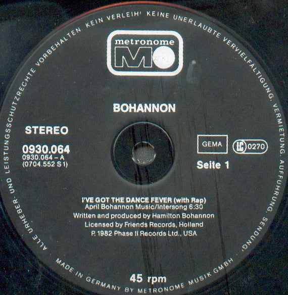 Hamilton Bohannon : I've Got The Dance Fever (12", Single)