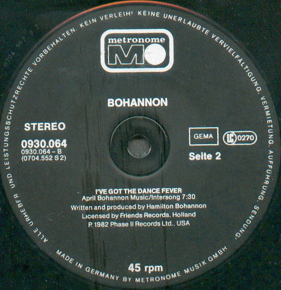 Hamilton Bohannon : I've Got The Dance Fever (12", Single)