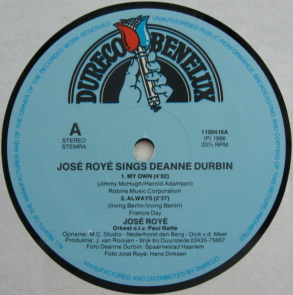 José Royé : José Royé Sings Deanne Durbin (12", Maxi)