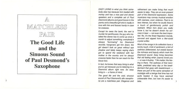 Paul Desmond : Easy Living (CD, Album, RE, RM)