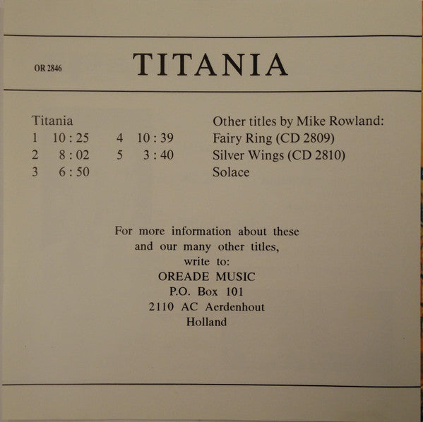 Mike Rowland (2) : Titania - The Fairy Queen (CD)
