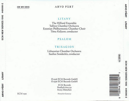 Arvo Pärt : Litany (CD, Album)