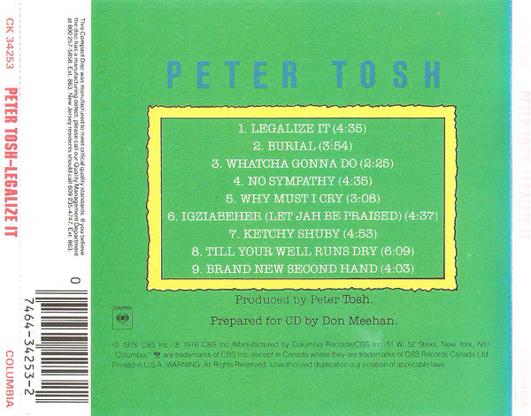 Peter Tosh : Legalize It (CD, Album, RE)