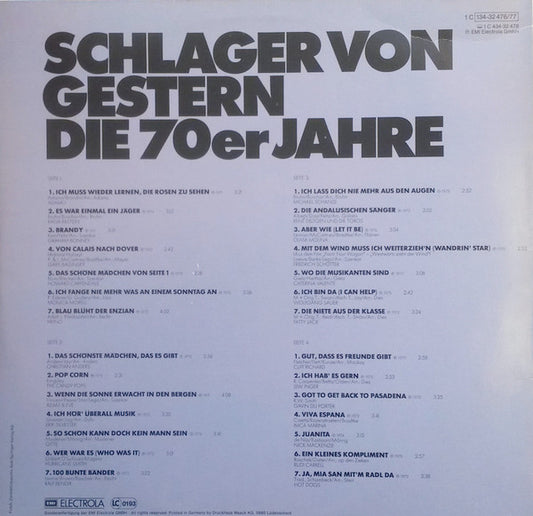 Various : Schlager Von Gestern (Die 70er Jahre) (2xLP, Comp)