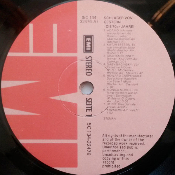 Various : Schlager Von Gestern (Die 70er Jahre) (2xLP, Comp)