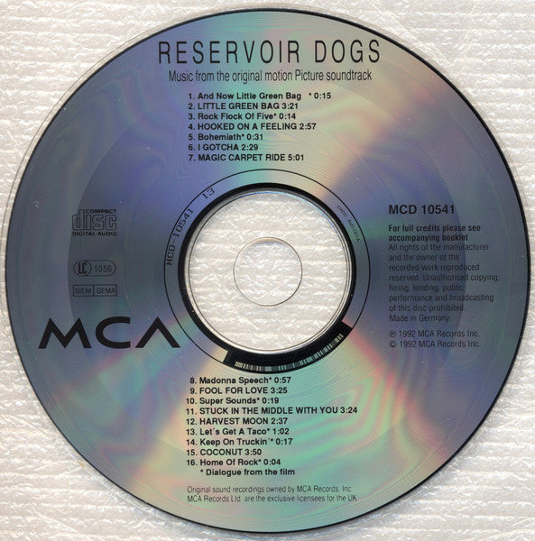 Various : Reservoir Dogs (Music From The Original Motion Picture Sound Track) (CD, Comp, RE, DAD)