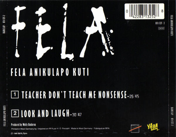Fela Kuti : Teacher, Don’t Teach Me Nonsense (CD, Album)