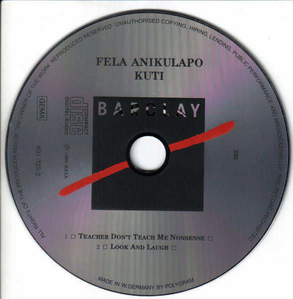 Fela Kuti : Teacher, Don’t Teach Me Nonsense (CD, Album)