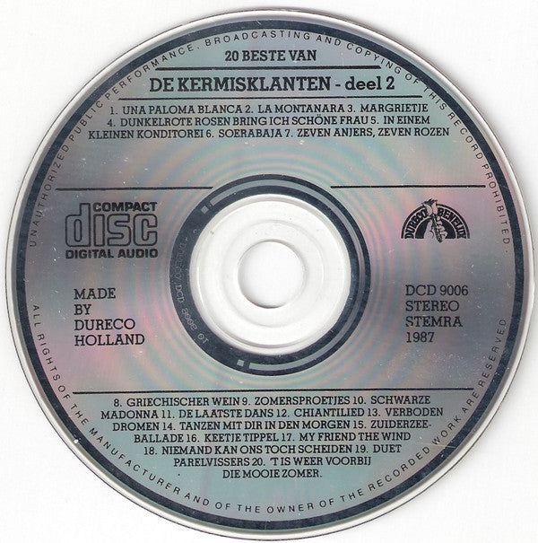 De Kermisklanten : 20 Beste Van De Kermisklanten - Deel 2 (CD, Comp)