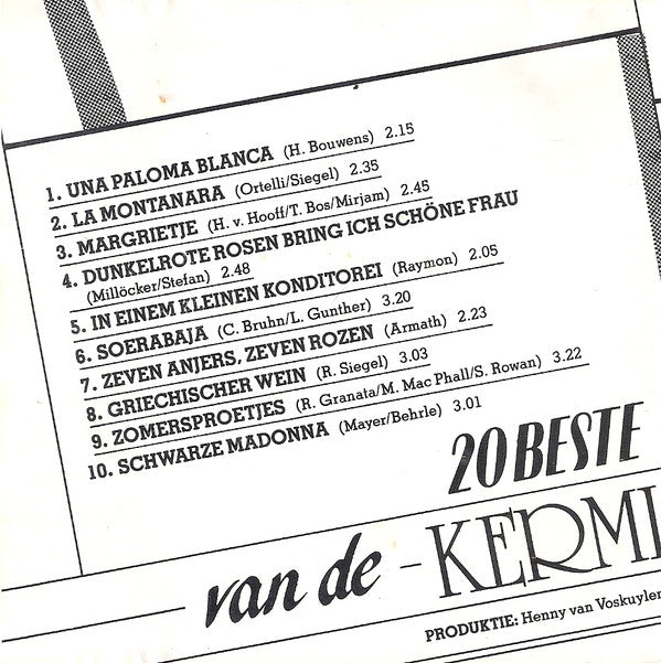 De Kermisklanten : 20 Beste Van De Kermisklanten - Deel 2 (CD, Comp)