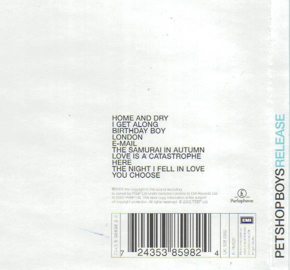 Pet Shop Boys : Release (CD, Album, Ltd, Blu)