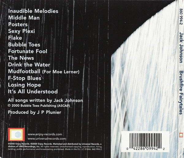Jack Johnson : Brushfire Fairytales (CD, Album, Dig)