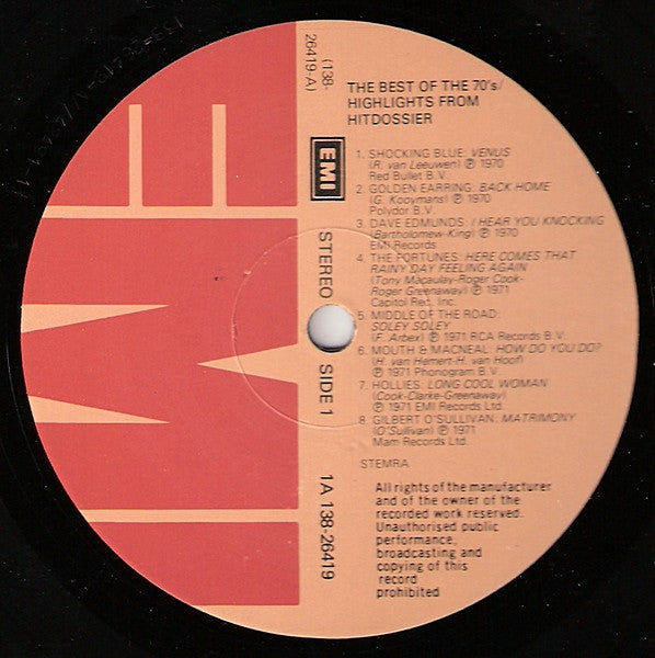 Various : The Best Of The 70's - Highlights From Hit Dossier (2xLP, Comp)