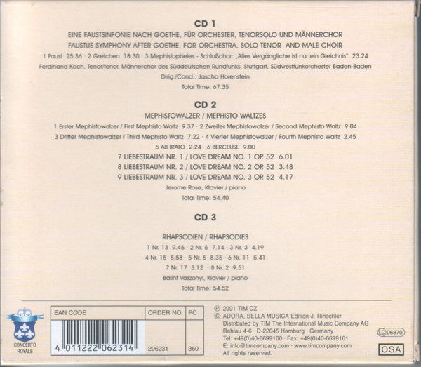 F. Liszt* : Eine Faustsinfonie Nach Goethe • Klavierwerke = Faustus Symphony After Goethe • Piano Works (3xCD, Comp)