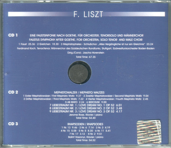 F. Liszt* : Eine Faustsinfonie Nach Goethe • Klavierwerke = Faustus Symphony After Goethe • Piano Works (3xCD, Comp)