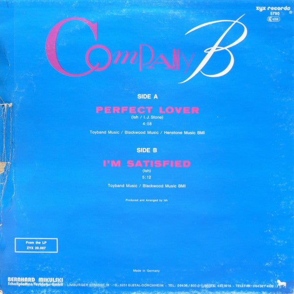 Company B : Perfect Lover / I'm Satisfied (12")
