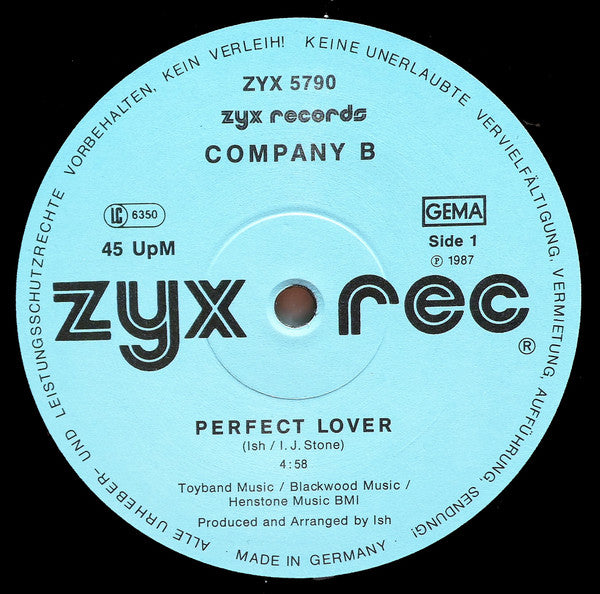 Company B : Perfect Lover / I'm Satisfied (12")