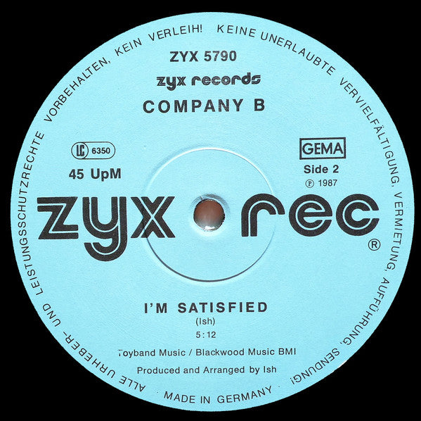 Company B : Perfect Lover / I'm Satisfied (12")