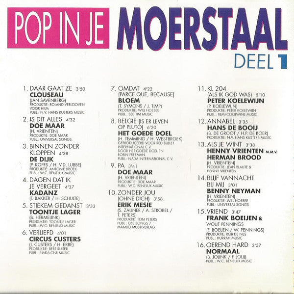 Various : Pop In Je Moerstaal - Deel 1 (CD, Comp)