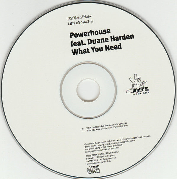 Powerhouse Feat. Duane Harden : What You Need (CD, Single)